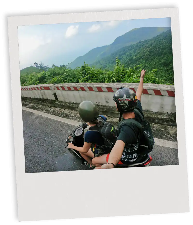 Riders on a mountain road