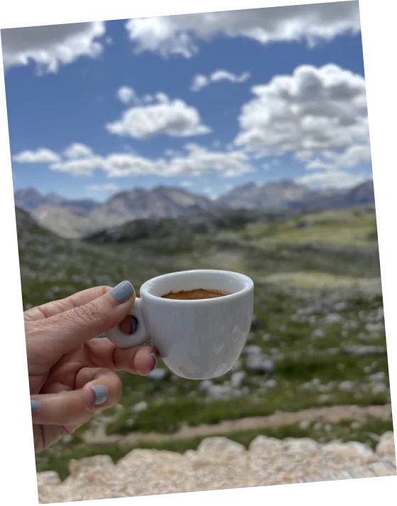 Coffee with a mountain view